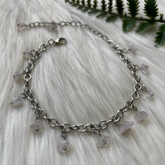 Quartz silver tone anklet - Picture 1 of 5